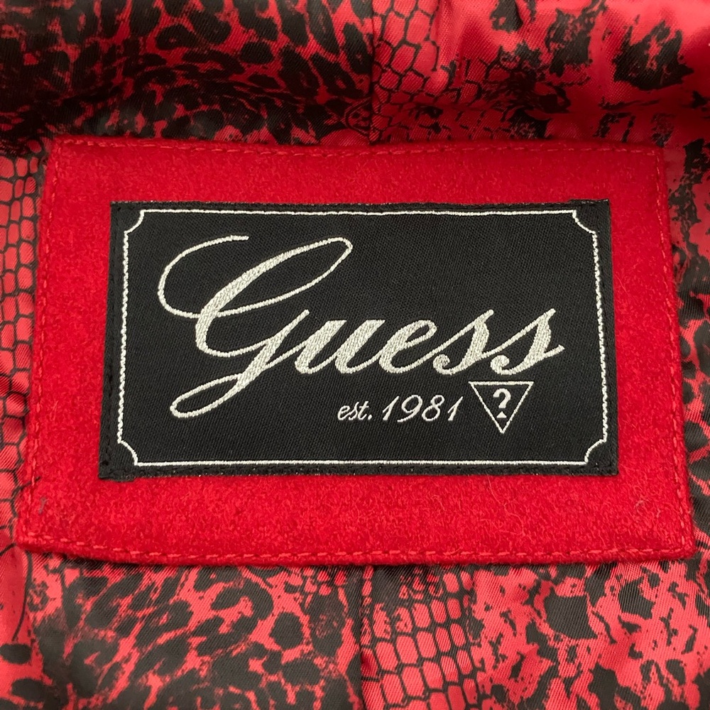 Guess Women's Red Classic Wool Blend Pea Coat Size Small Petite - Picture 7 of 9
